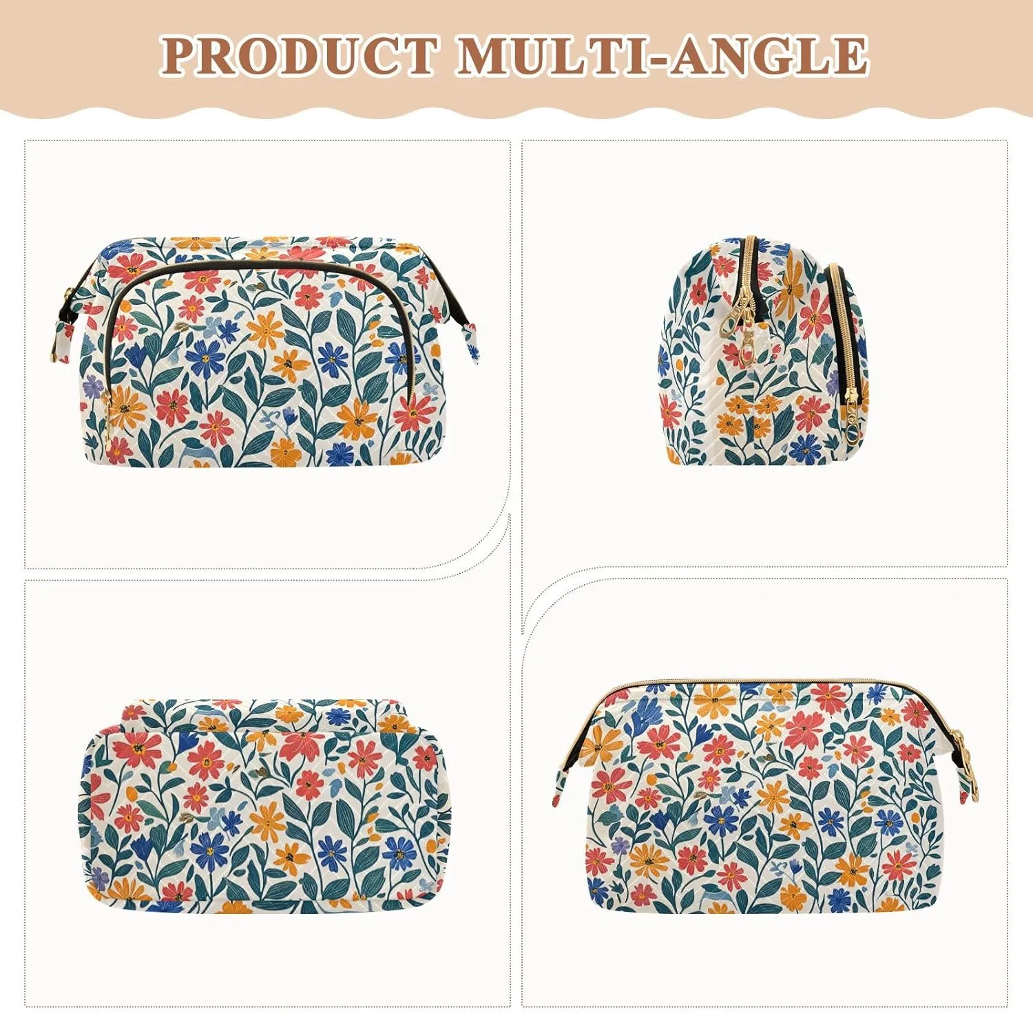 Sunflower Orange and Yellow Cosmetics Bag Zipper Travel Makeup Bags Cosmetic Bags For Purse for Travel Makeup