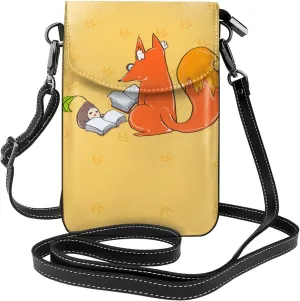 Sunflower Seeds And Foxes Pattern Phone Bag > Soft, Durable And Waterproof For Women Shoulder Straps Bag Carry Card Cosmetics 7.6x2.9 In Good