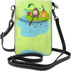 Sunflower Seeds Fishing Pattern Phone Bag > Soft, Durable And Waterproof For Women Shoulder Straps Bag Carry Card Cosmetics 7.6x2.9 In Good