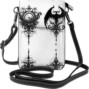 supernatural symbols black Pattern Leather Crossbody Flap Phone Bag - Versatile Gift for Women Walking, Camping, Shopping, and Travel