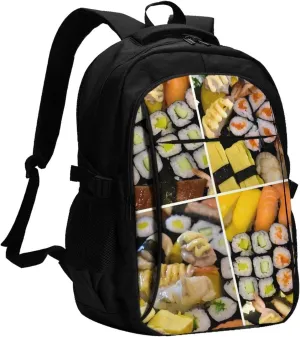 Sushi Travel Laptop Backpack,18 Inch Carry on Backpack for Men Women with USB Port, Work Computer Backpack