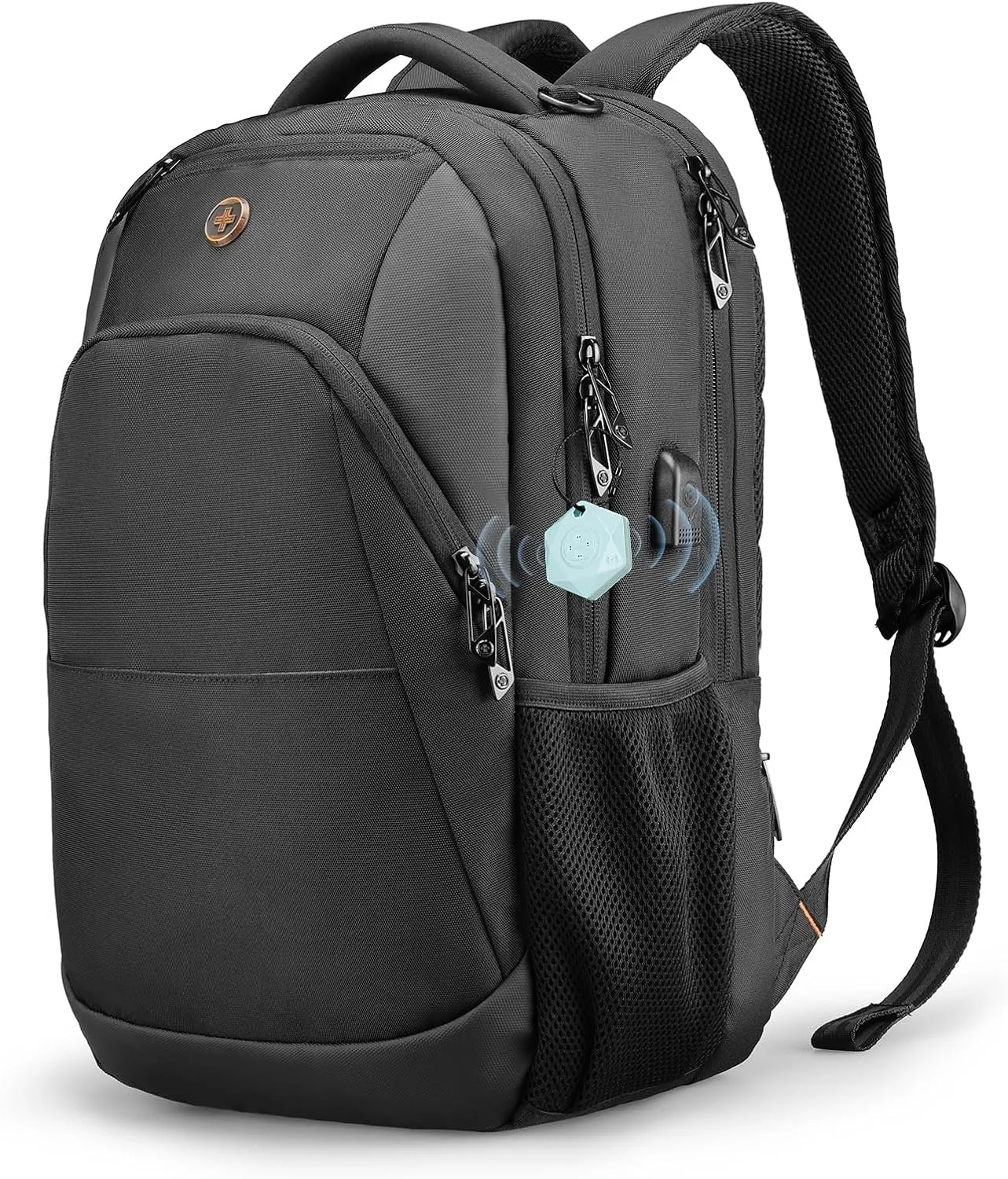 Swissdigital Design Business Laptop Backpack With Apple AirTag, College Laptops Backpack with USB Charging Port for Men and Women Fits 16 Inch Notebook, Black | ANDWIL