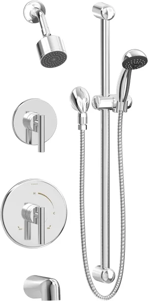 Symmons 3506-H321-V-CYL-B-1.5-TRM Dia 2-Handle Tub and 1-Spray Shower Trim with 1-Spray Hand Shower in Polished Chrome (Valves Not Included)