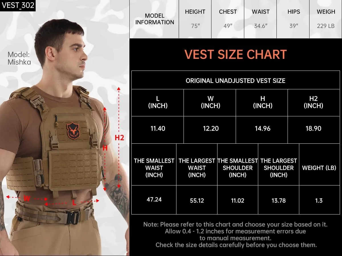 Tactical Molle Vest for Men Laser Cutting Modular Lightweight Quick Release Adjustable Vests