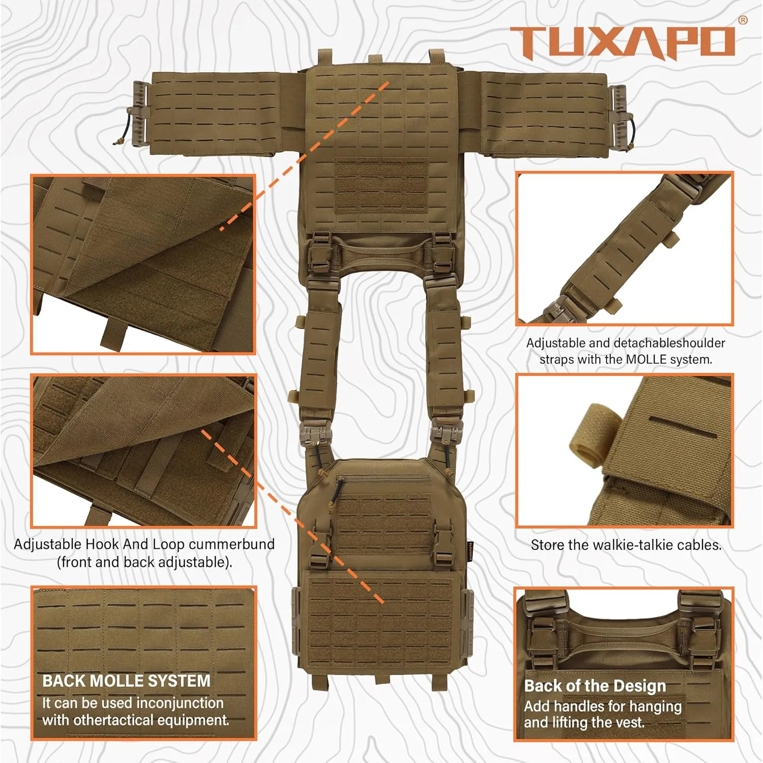 Tactical Molle Vest for Men Laser Cutting Modular Lightweight Quick Release Adjustable Vests