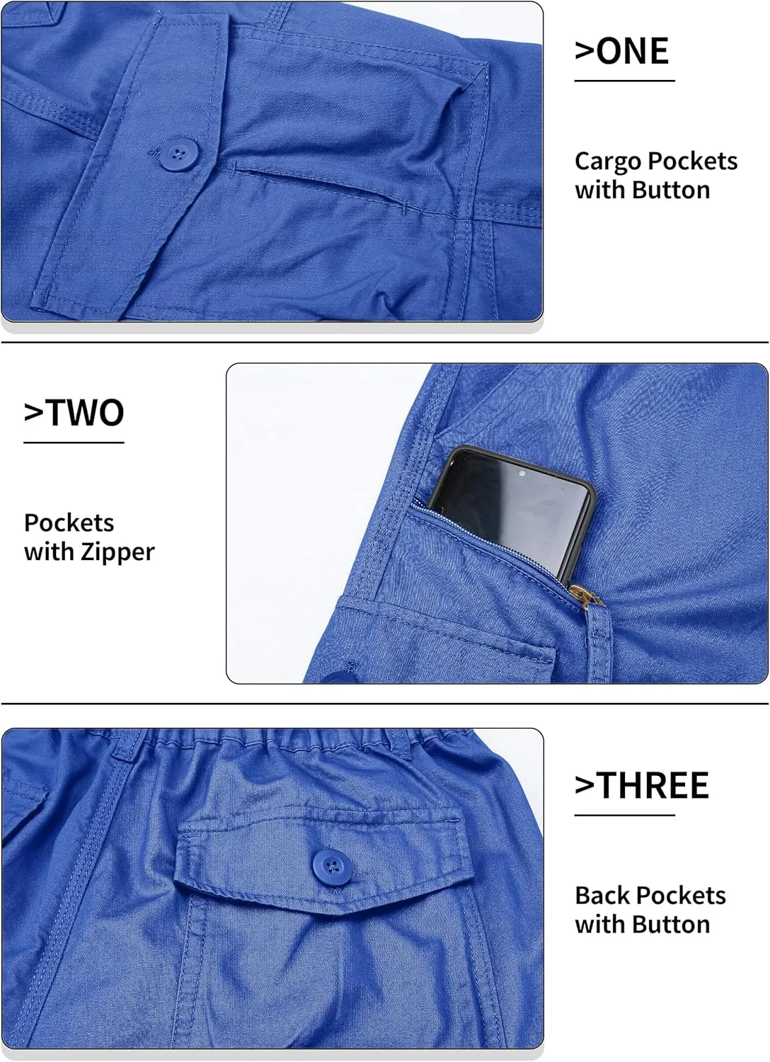 TACVASEN Men's Capri Pants with 7 Pockets Cargo Shorts Twill Elastic Below Knee 3/4 Capri Long Shorts