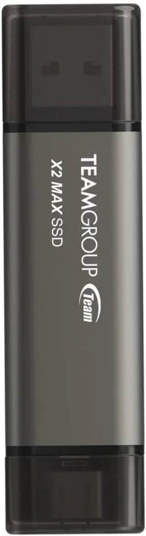 TEAMGROUP X2 MAX 1TB USB 3.2 1000MB/s Gen 2 Type A & Type C (3.1/3.0) OTG Dual Interface Portable SSD Data Storage Memory Stick Compatible with Smartphone/Tablet/Laptop/PC/MacBook TX2MAX31TBT01