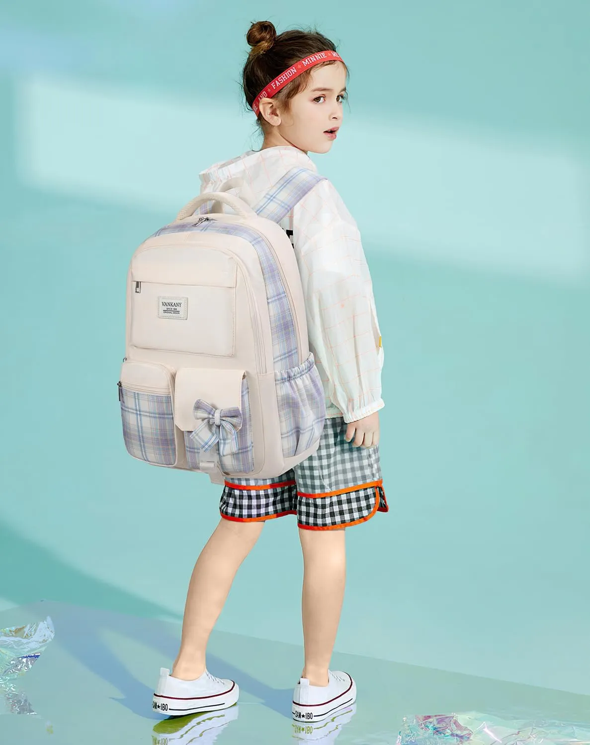 Teen Girl School Backpack, Cute Bookbag with Laptop Compartment for Big Student Women College Middle High School Bag Mochilas Escolares para Niñas (Beige)