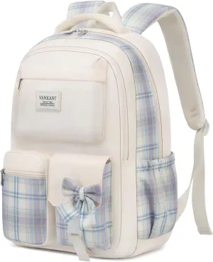 Teen Girl School Backpack, Cute Bookbag with Laptop Compartment for Big Student Women College Middle High School Bag Mochilas Escolares para Niñas (Beige)