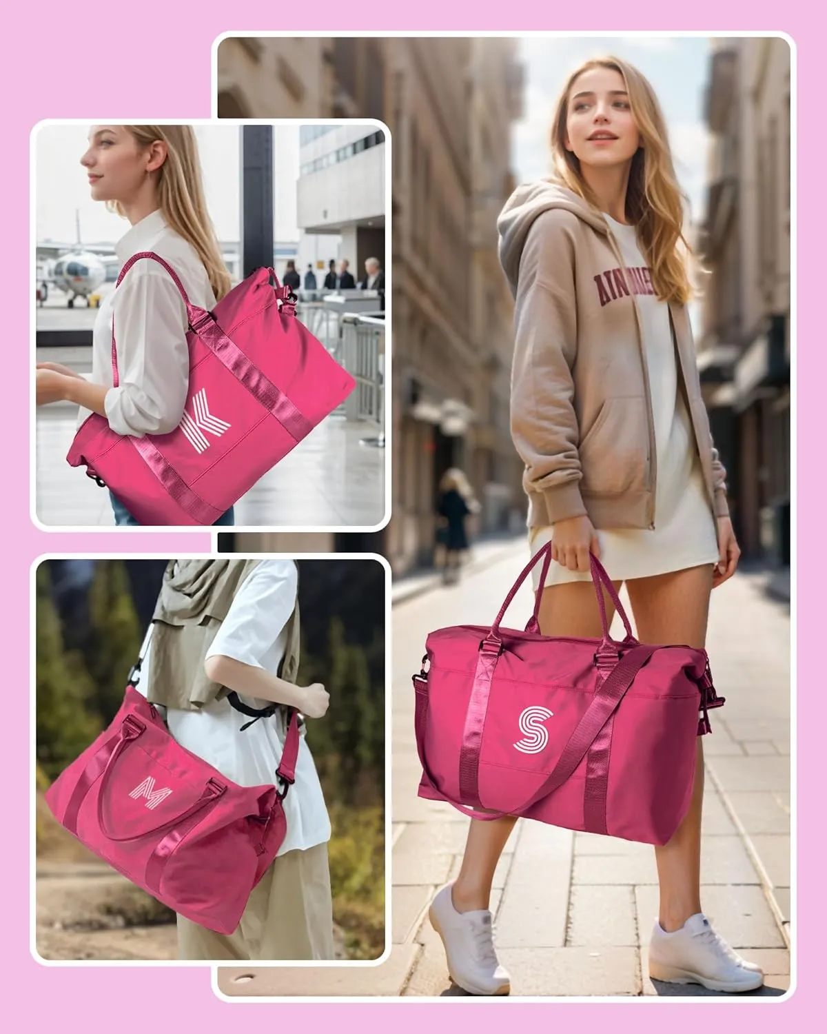 Teenage Girl Gifts, Birthday Gift, Initial Travel Bag, Travel Essential for Girls, Sports Bag, Girls Weekender Bag, Monogram Overnight Bag Gift for Her (Letter K)
