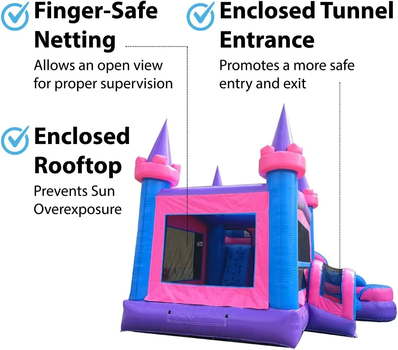 TentandTable Inflatable Bounce House Water Slide for Kids 5-12 Large, Commercial Grade Bouncy Castle for Adults, Jump House, Includes Electric Air Blower, 19' L x 18.5' W x 16' H, Pink Modular