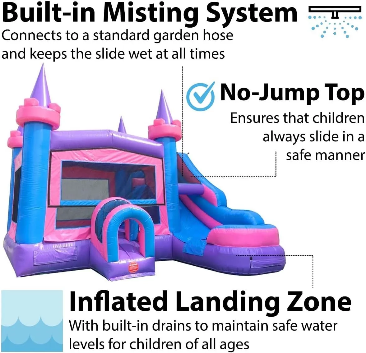 TentandTable Inflatable Bounce House Water Slide for Kids 5-12 Large, Commercial Grade Bouncy Castle for Adults, Jump House, Includes Electric Air Blower, 19' L x 18.5' W x 16' H, Pink Modular
