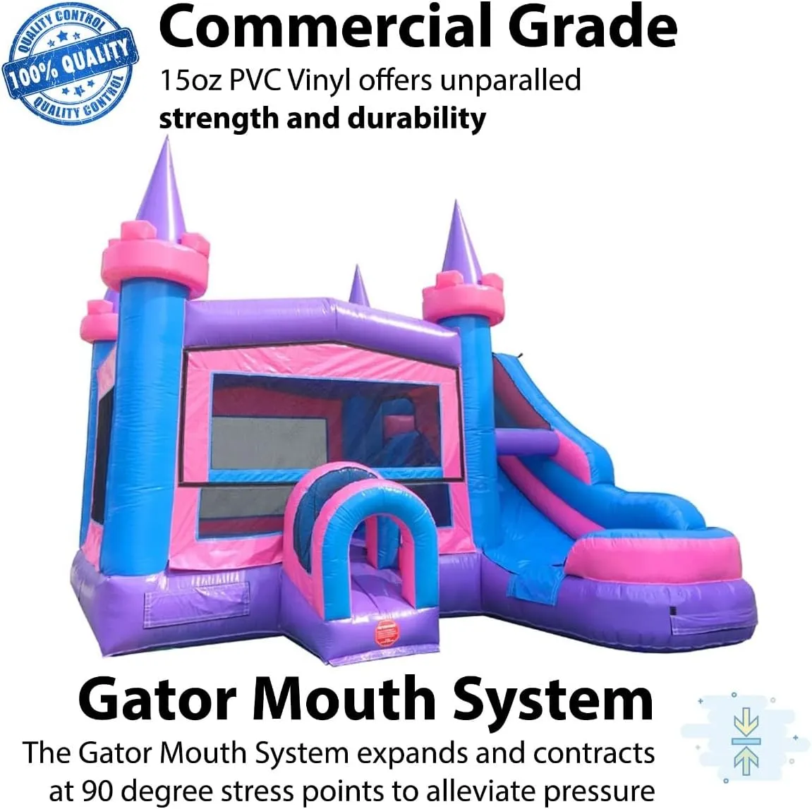 TentandTable Inflatable Bounce House Water Slide for Kids 5-12 Large, Commercial Grade Bouncy Castle for Adults, Jump House, Includes Electric Air Blower, 19' L x 18.5' W x 16' H, Pink Modular