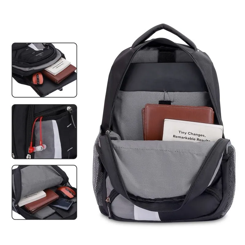 THE CLOWNFISH Karleen Series Polyester 28 Litres Unisex Travel Laptop Backpack for 15.6 inch Laptops (Black)