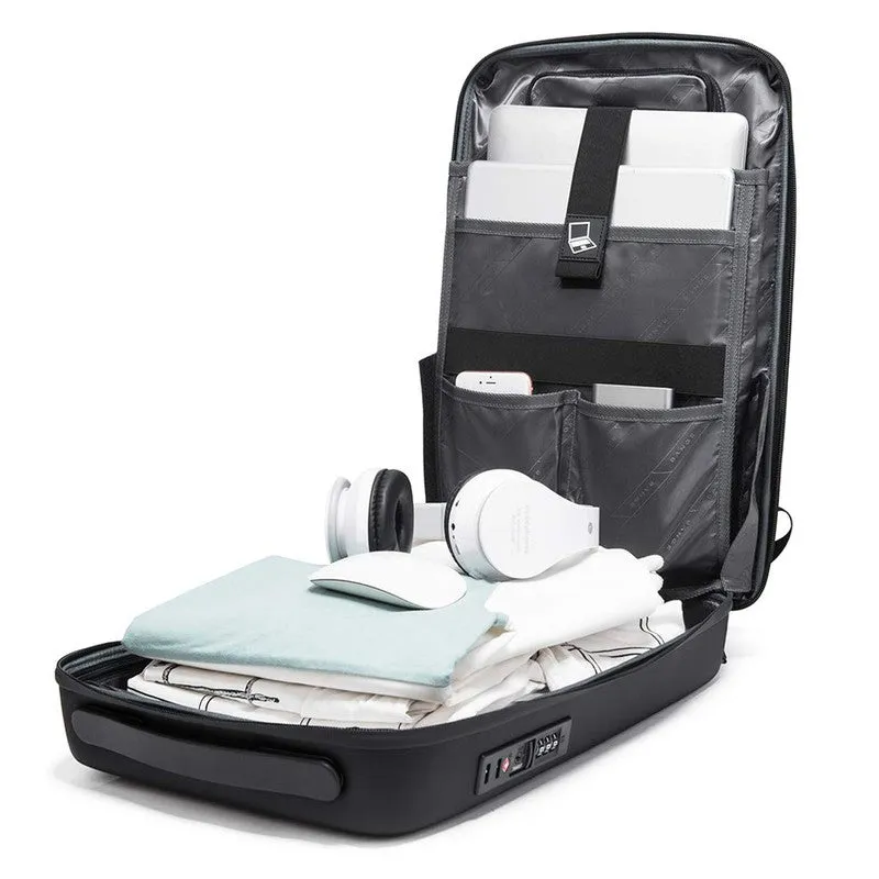 THE CLOWNFISH Multifunctional Hard Shell Laptop Backpack - Water Resistant, TSA Lock | 15.6 inch | Black