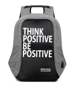 THE CLOWNFISH Think Positive Anti Theft Backpack - Water Resistant, USB Hub | Fits 14" Laptops | Grey