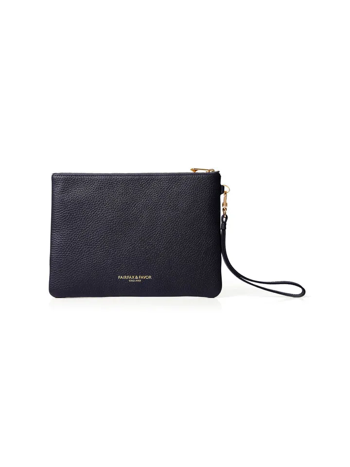 The Highbury Women's Clutch Bag - Navy Suede