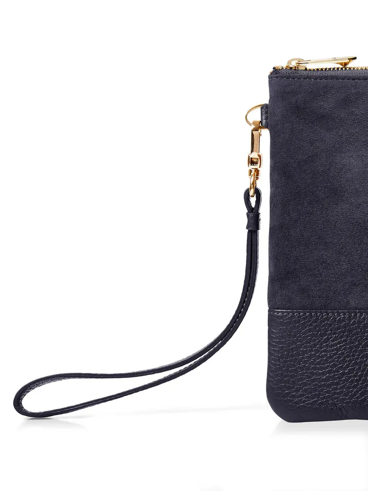 The Highbury Women's Clutch Bag - Navy Suede