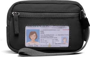 The Iris Wallet 2nd Gen Zip Card Case with ID Window Purses for Women Nylon Quilted with 3 Zipper Keychain Wristlet Wallet