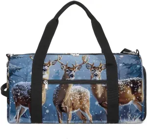 Three Deers Winter Day Funny Gym Bag Travel Tote Bag Duffel Bag with Shoe Compartment for Weekender Sports Vacation