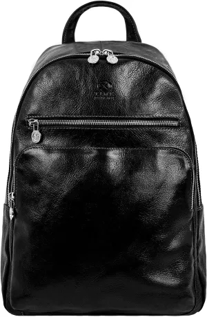 Time Resistance Leather Backpack for Men Black Bag for Laptop