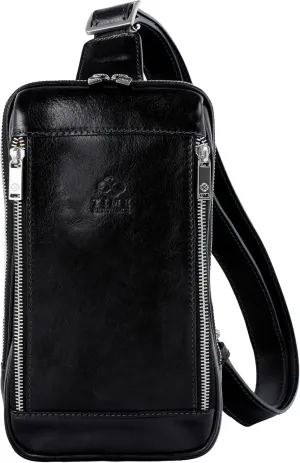 Time Resistance Leather Crossbody Bag - Brown Sling Bag - Messenger Bag for Men and Women - Handmade Shoulder Bag Backpack