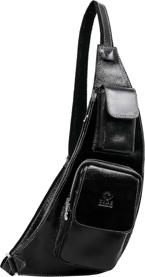 Time Resistance Leather Sling Bag - Crossbody Bag - Messenger Bag for Men and Women - Handmade Shoulder Bag Backpack