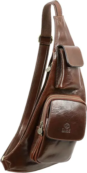 Time Resistance Leather Sling Bag - Crossbody Bag - Messenger Bag for Men and Women - Handmade Shoulder Bag Backpack