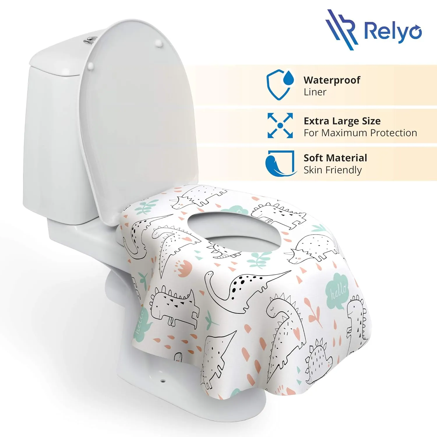 Toilet Seat Covers Disposable - 20 Pack - Waterproof, Ideal for Kids and Adults – Extra Large, Individually Wrapped for Travel, Toddlers Potty Training in Public Restrooms (Dinosaurs, 20)