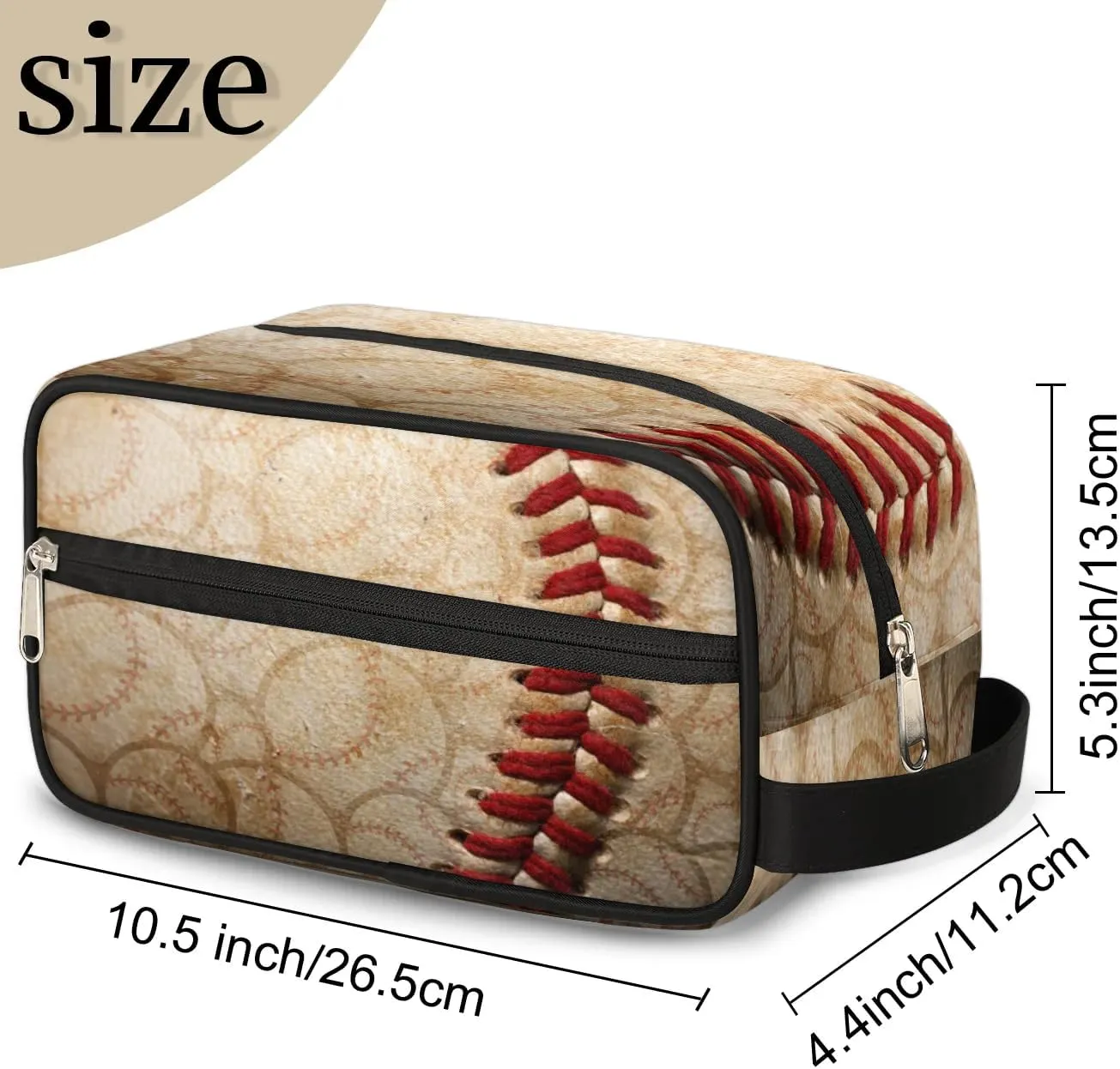 Toiletry Bag for Boys Man,Retro Baseball Travel Toiletry Bag for Woman Comestic Makeup Bag,Waterproof Shaving Bag for Toiletries Accessories Travel Essentials,Sport Ball