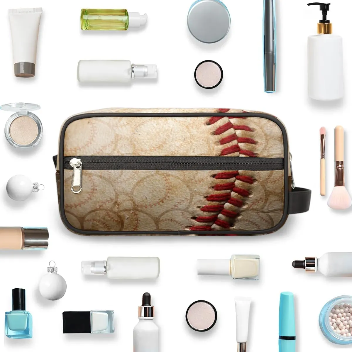 Toiletry Bag for Boys Man,Retro Baseball Travel Toiletry Bag for Woman Comestic Makeup Bag,Waterproof Shaving Bag for Toiletries Accessories Travel Essentials,Sport Ball