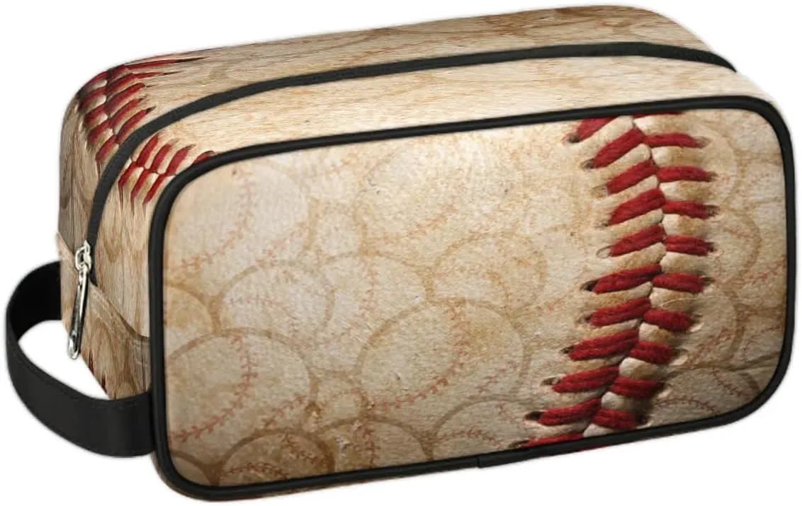 Toiletry Bag for Boys Man,Retro Baseball Travel Toiletry Bag for Woman Comestic Makeup Bag,Waterproof Shaving Bag for Toiletries Accessories Travel Essentials,Sport Ball