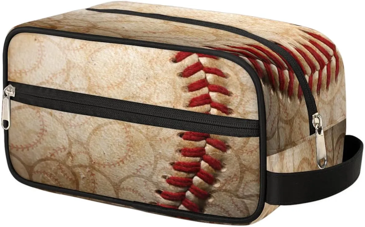 Toiletry Bag for Boys Man,Retro Baseball Travel Toiletry Bag for Woman Comestic Makeup Bag,Waterproof Shaving Bag for Toiletries Accessories Travel Essentials,Sport Ball