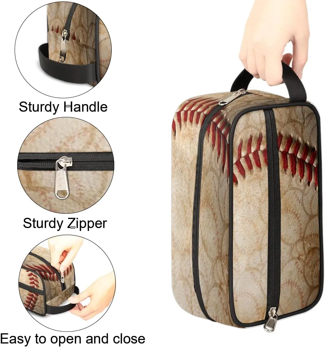 Toiletry Bag for Boys Man,Retro Baseball Travel Toiletry Bag for Woman Comestic Makeup Bag,Waterproof Shaving Bag for Toiletries Accessories Travel Essentials,Sport Ball