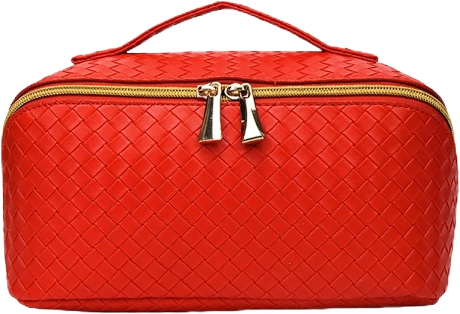 Toiletry Travel Bags – Large Capacity Makeup Organizer for Women, Waterproof Travel Size Toiletries Case with Organized Compartments, Foldable Travel Bag, Ideal for Makeup & Skincare (Red)
