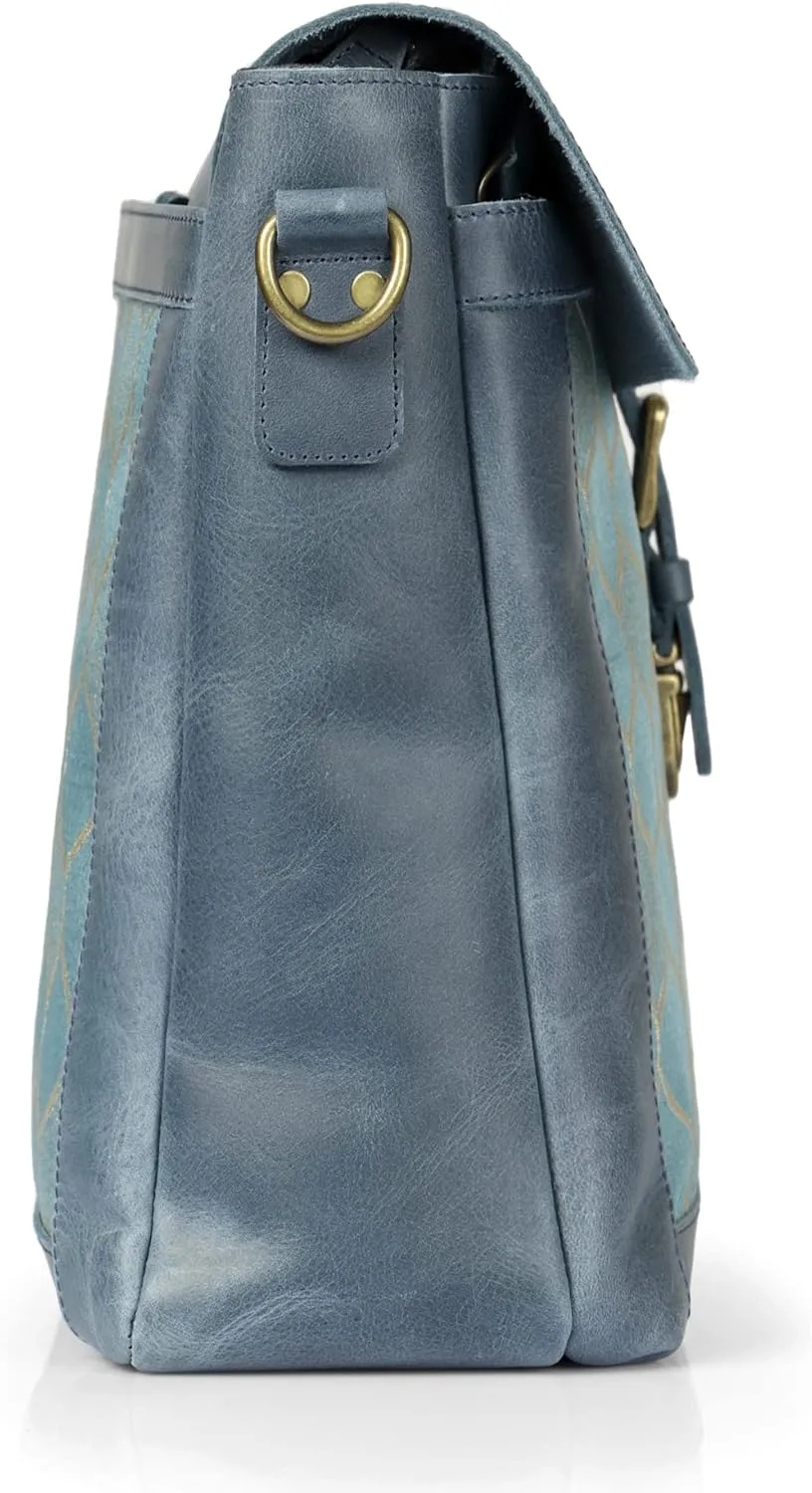 Top Grain Leather Zion Messenger Bag, Laptop Bag, Travel Bag for Work, Office, School