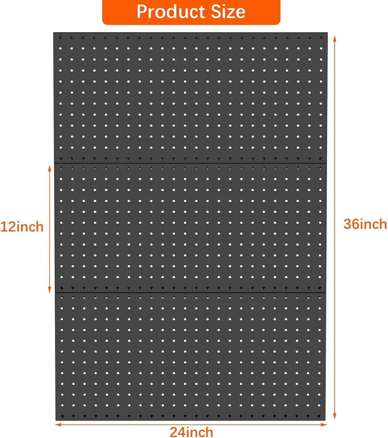 TORACK 3 pcs Metal Pegboard Panels for Wall Garage Utility Tools Storage Pegboard for Workbench, Shop, Modular Peg Board Tool Organizer Boards(Pack of 3, Black)