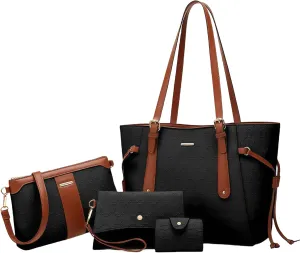 Tote Bag for Women Fashion Designer Handbags Leather Shoulder Bag Crossbody Bags Satchel Purse Set 4pcs