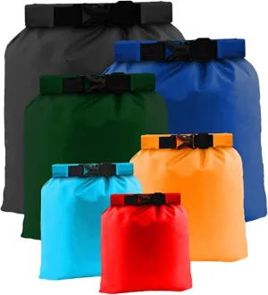 Toyvian 6Pcs Dry Compression Bags Portable Roll Up Storage Pouches for Camping Drifting Outdoor Adventures Dirt Resistant Tear Resistant Assorted