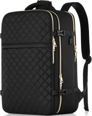Travel Backpack for Women, Flight Approved Carry On Backpack, Large 40L Suitcase Backpacks Waterproof Luggage Bag Weekender Daypack Fit 17 Inch Laptop, Black