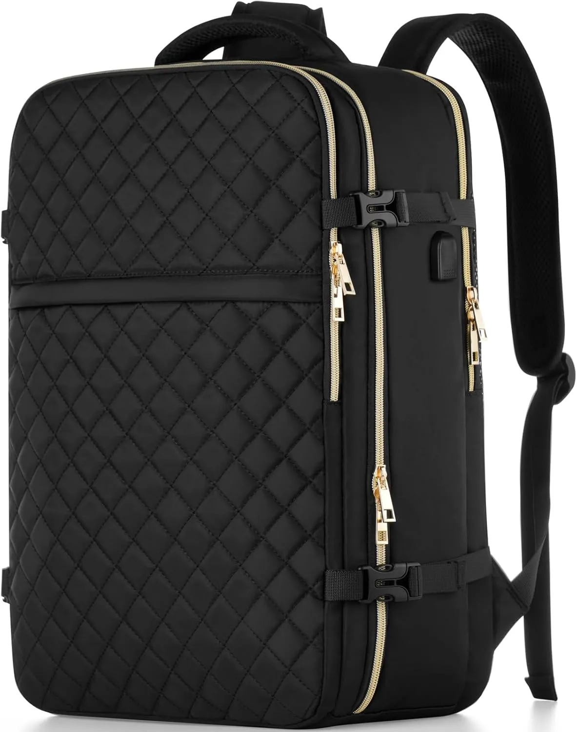 Travel Backpack for Women, Flight Approved Carry On Backpack, Large 40L Suitcase Backpacks Waterproof Luggage Bag Weekender Daypack Fit 17 Inch Laptop, Black