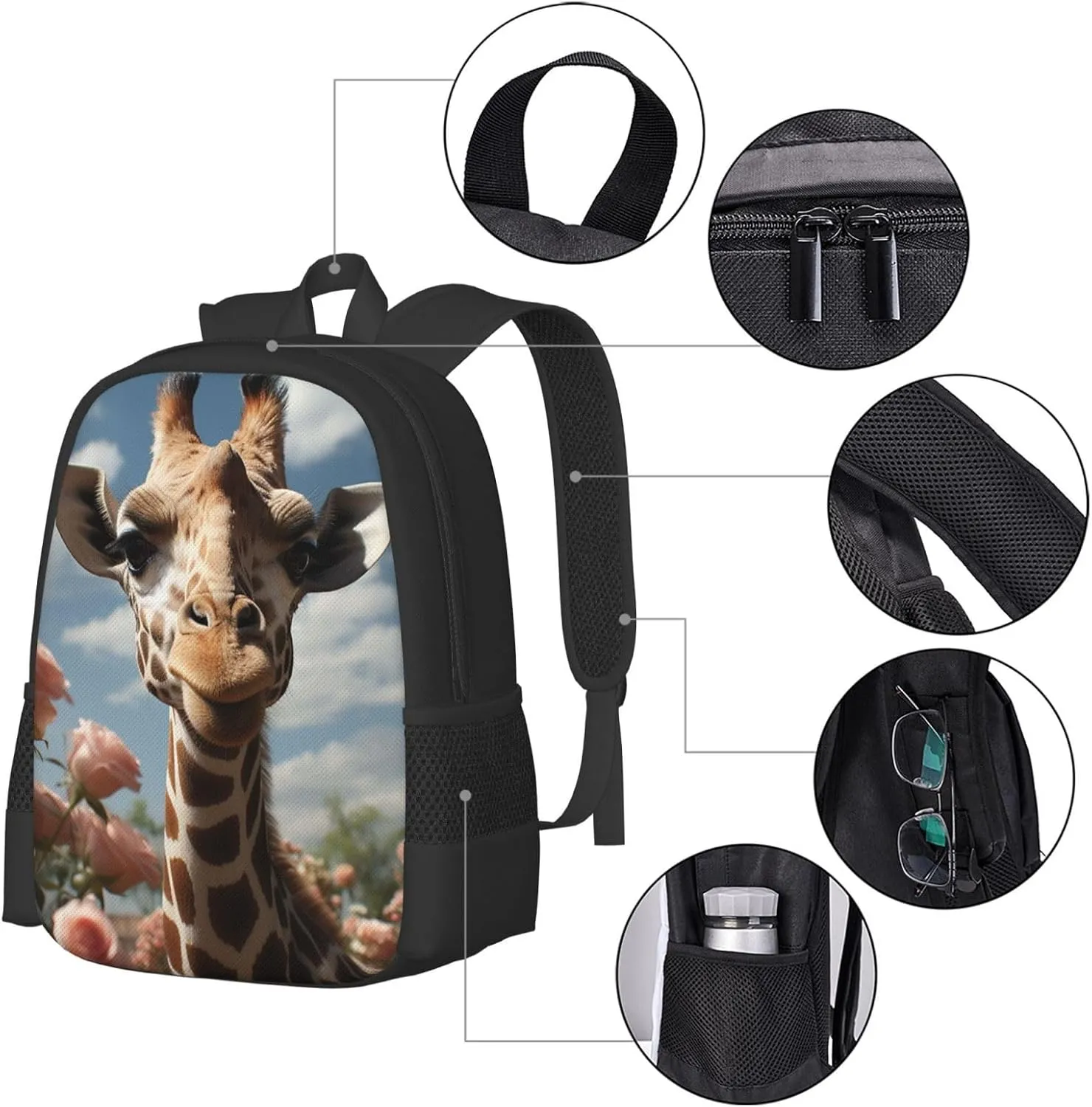 Travel Backpack for Women Men Laptop Backpack 15.6 Inch Computer Bag Beautiful giraffe Carry on Backpack