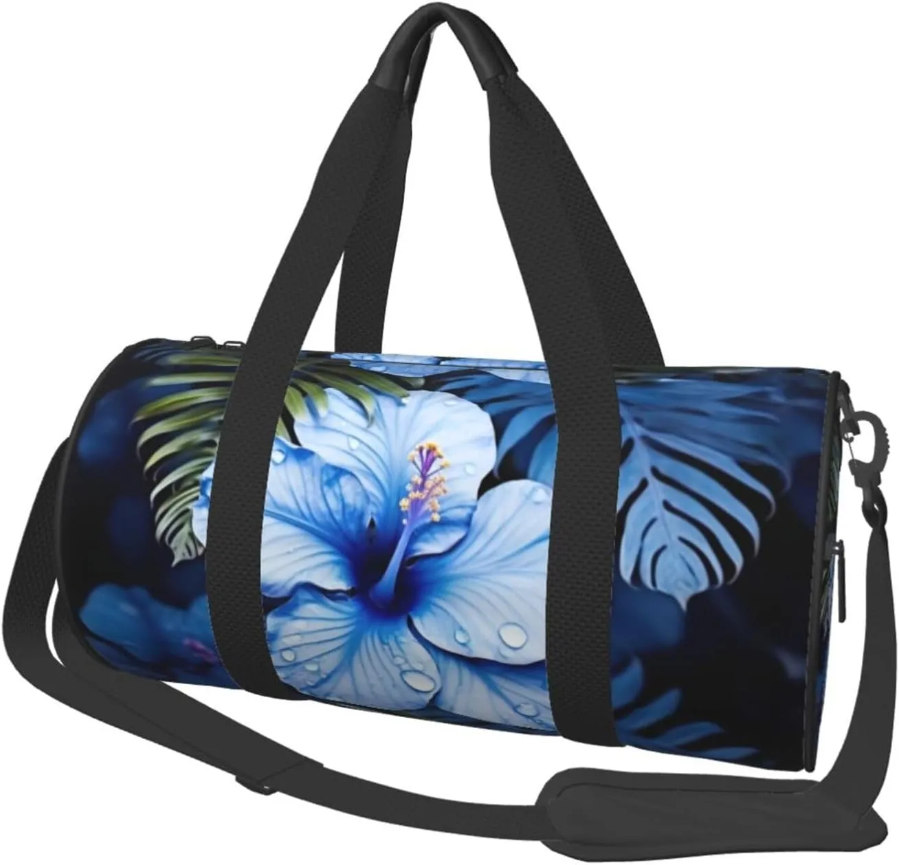 Travel Bag For Women,Blue Flower Tropical Print Personal Item Duffle Bags,Weekend Travel Duffel Tote Bag,Travel Sport Gym Bag For Men,Airplane Travel Essentials For Flying