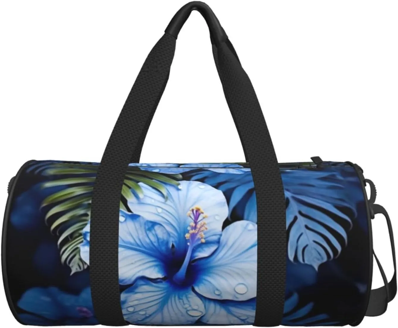 Travel Bag For Women,Blue Flower Tropical Print Personal Item Duffle Bags,Weekend Travel Duffel Tote Bag,Travel Sport Gym Bag For Men,Airplane Travel Essentials For Flying