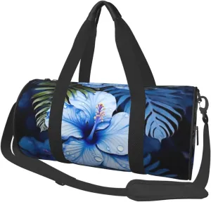 Travel Bag For Women,Blue Flower Tropical Print Personal Item Duffle Bags,Weekend Travel Duffel Tote Bag,Travel Sport Gym Bag For Men,Airplane Travel Essentials For Flying
