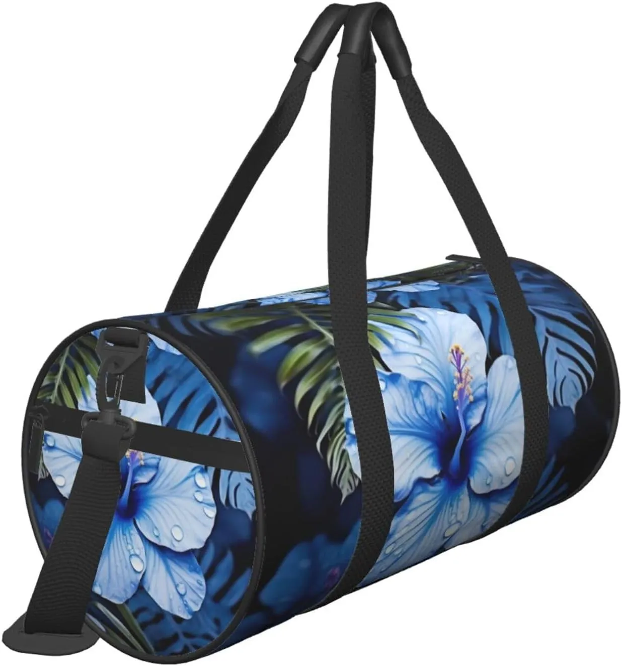 Travel Bag For Women,Blue Flower Tropical Print Personal Item Duffle Bags,Weekend Travel Duffel Tote Bag,Travel Sport Gym Bag For Men,Airplane Travel Essentials For Flying