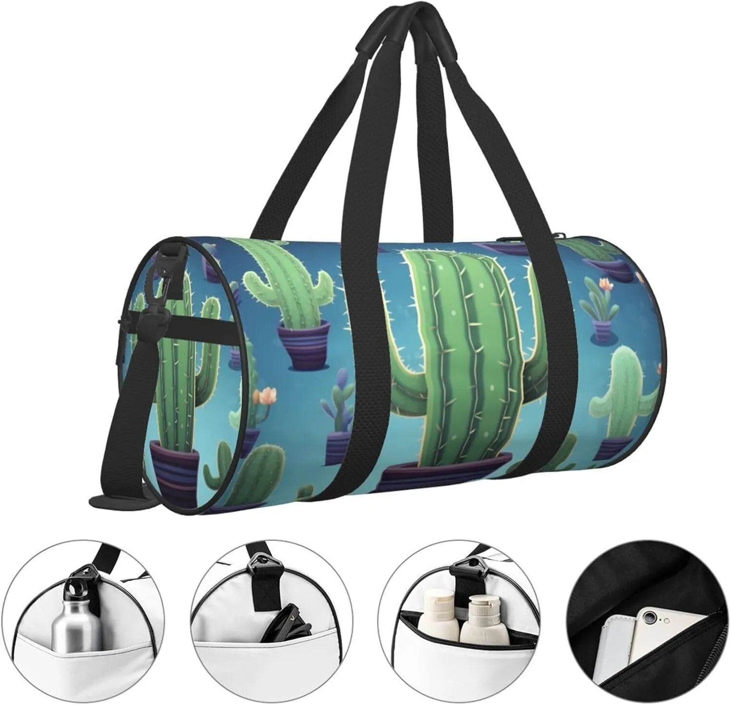 Travel Bag For Women,Cactus Print Personal Item Duffle Bags,Weekend Travel Duffel Tote Bag,Travel Sport Gym Bag For Men,Airplane Travel Essentials For Flying
