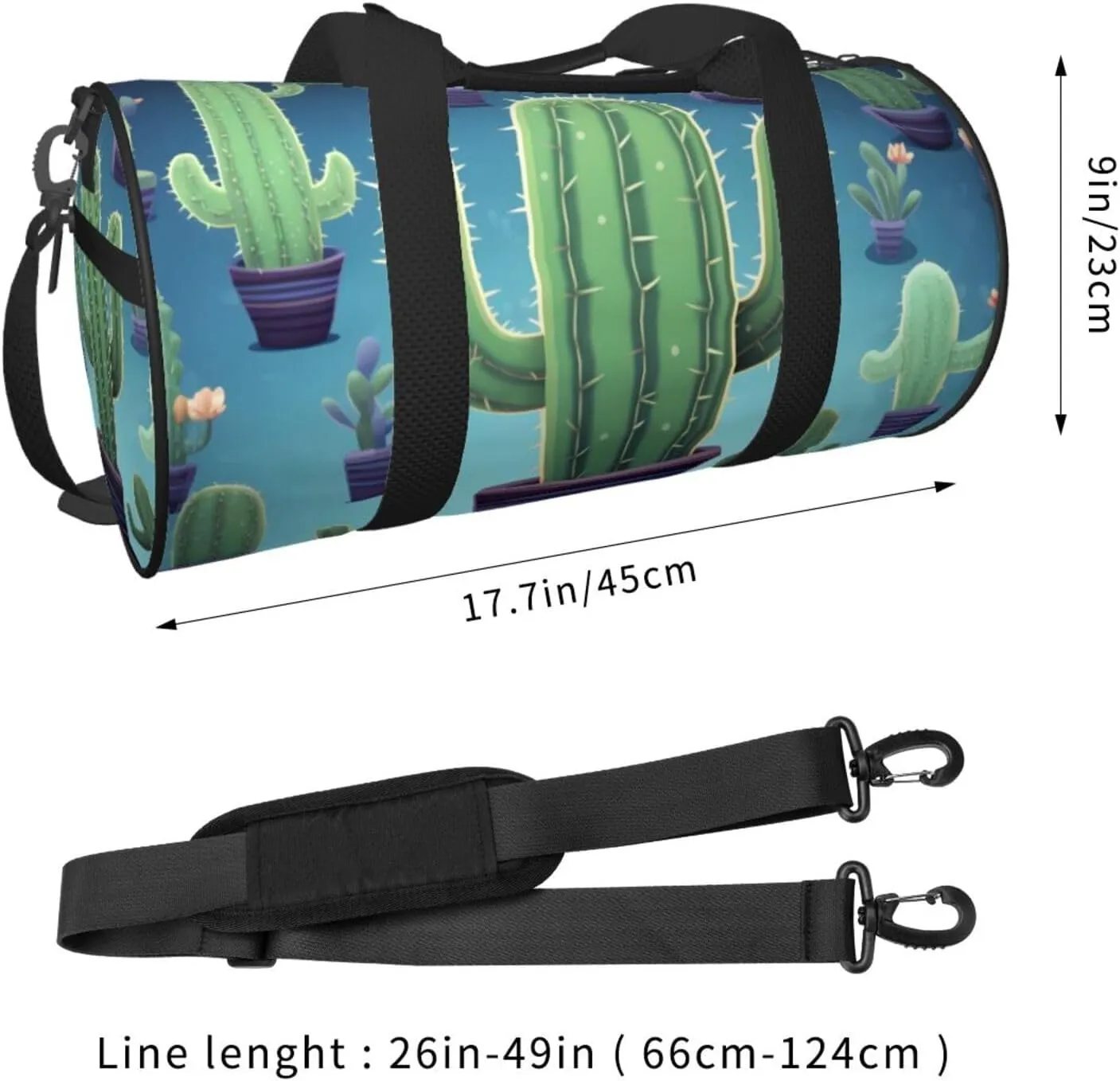 Travel Bag For Women,Cactus Print Personal Item Duffle Bags,Weekend Travel Duffel Tote Bag,Travel Sport Gym Bag For Men,Airplane Travel Essentials For Flying