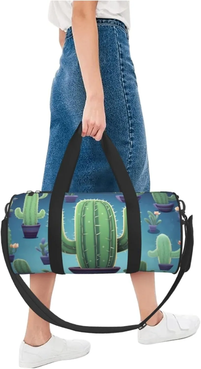 Travel Bag For Women,Cactus Print Personal Item Duffle Bags,Weekend Travel Duffel Tote Bag,Travel Sport Gym Bag For Men,Airplane Travel Essentials For Flying