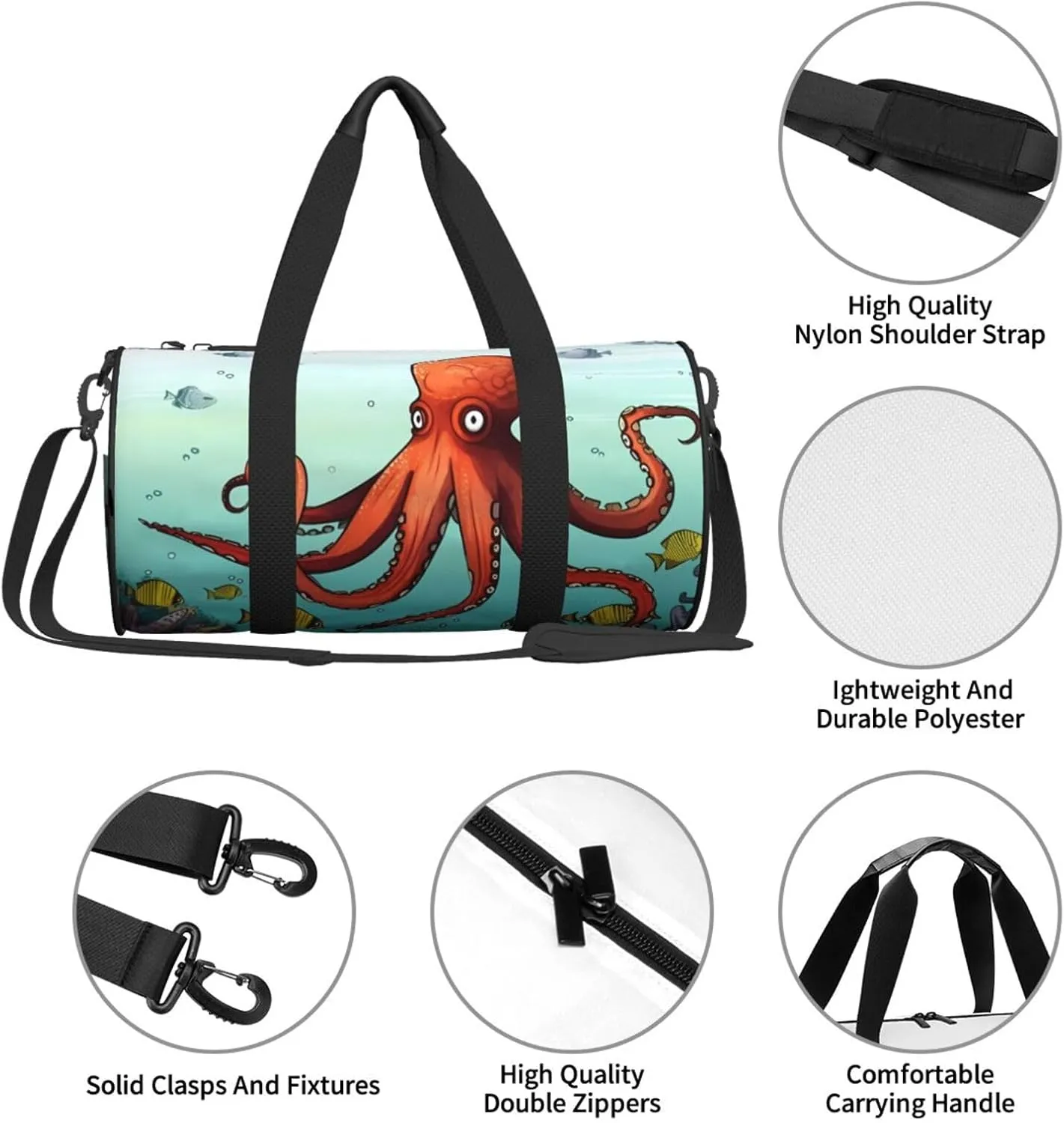 Travel Bag For Women,Giant Octopus Print Personal Item Duffle Bags,Weekend Travel Duffel Tote Bag,Travel Sport Gym Bag For Men,Airplane Travel Essentials For Flying